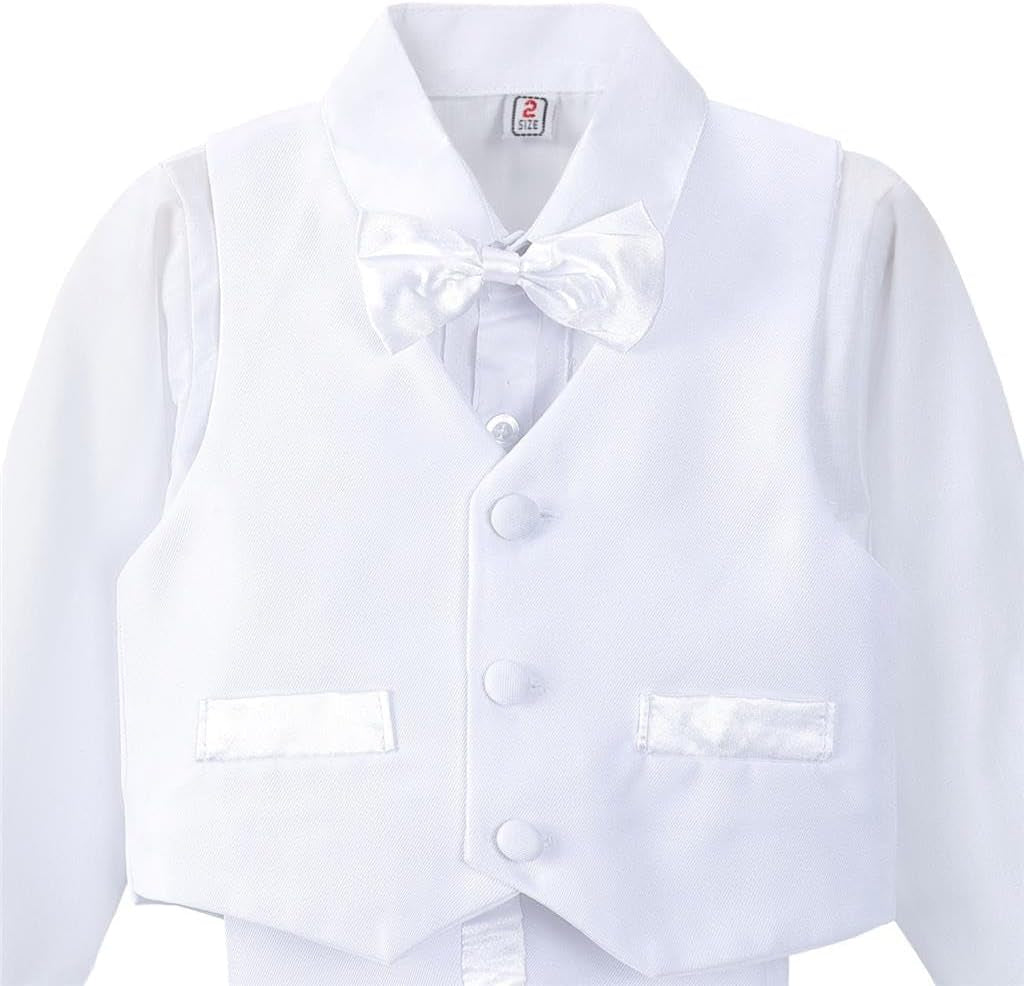 Baby Toddler Boy 5 Pcs Set Formal Tuxedo Suits No Tail Wedding Christening Baptism Outfits