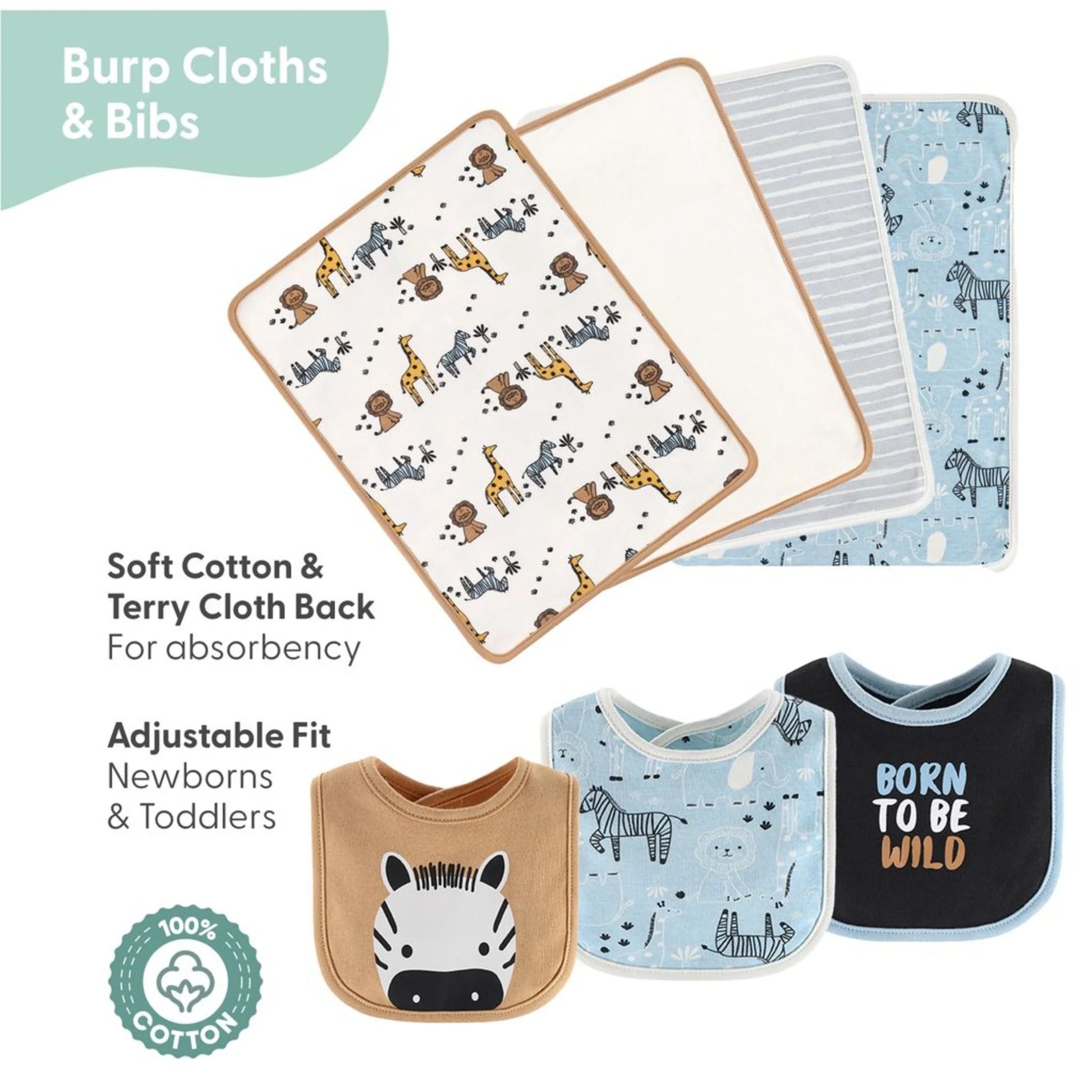 Peanutshell Newborn Layette Gift Set for Baby Boys - Blue Safari, 30 Essential Pieces for 0-3 Months