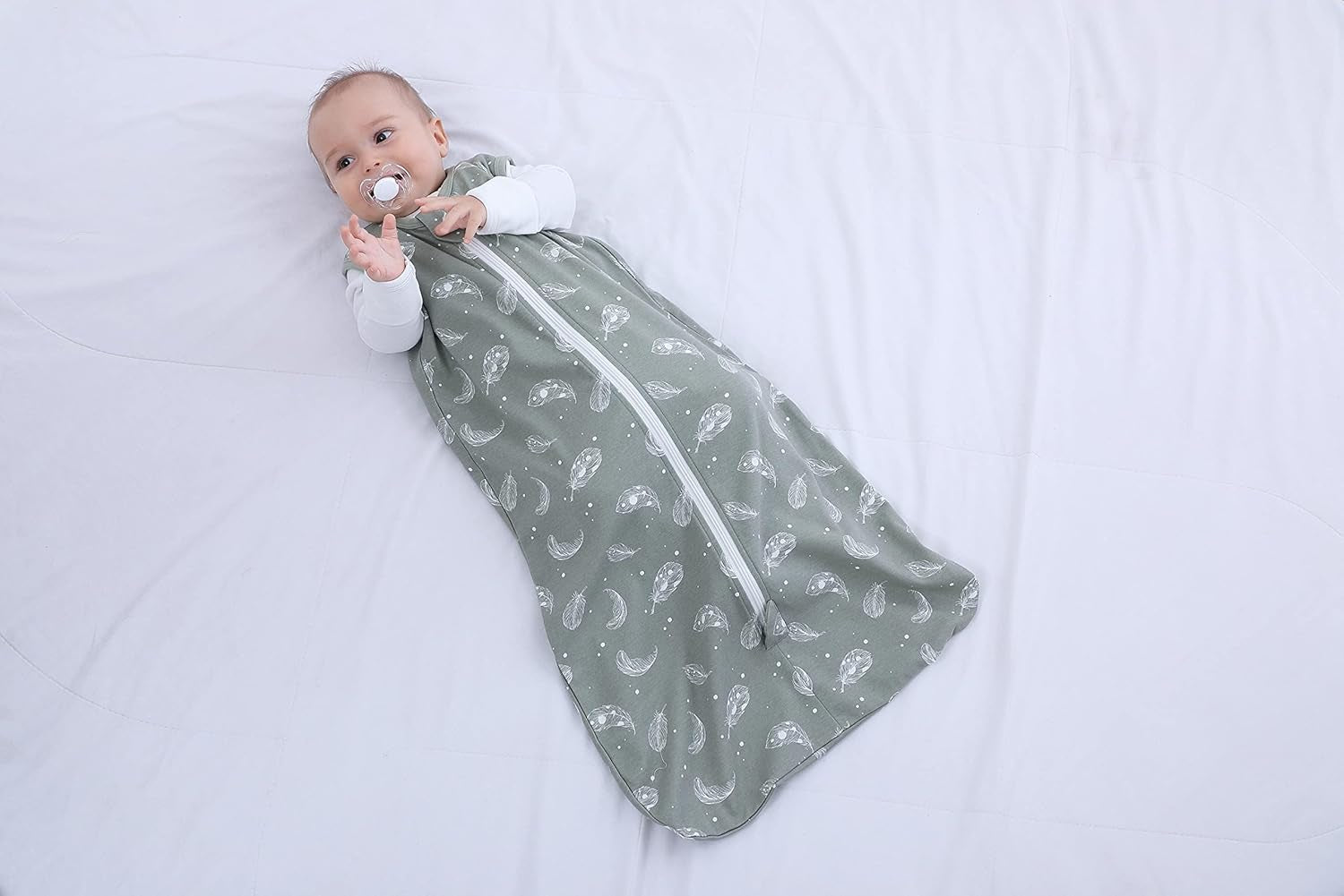 Owliwia Organic Cotton Sleep Sack - Lightweight 0.5 TOG Wearable Blanket With 2 - Way Zipper for Baby's All - Night Comfort.