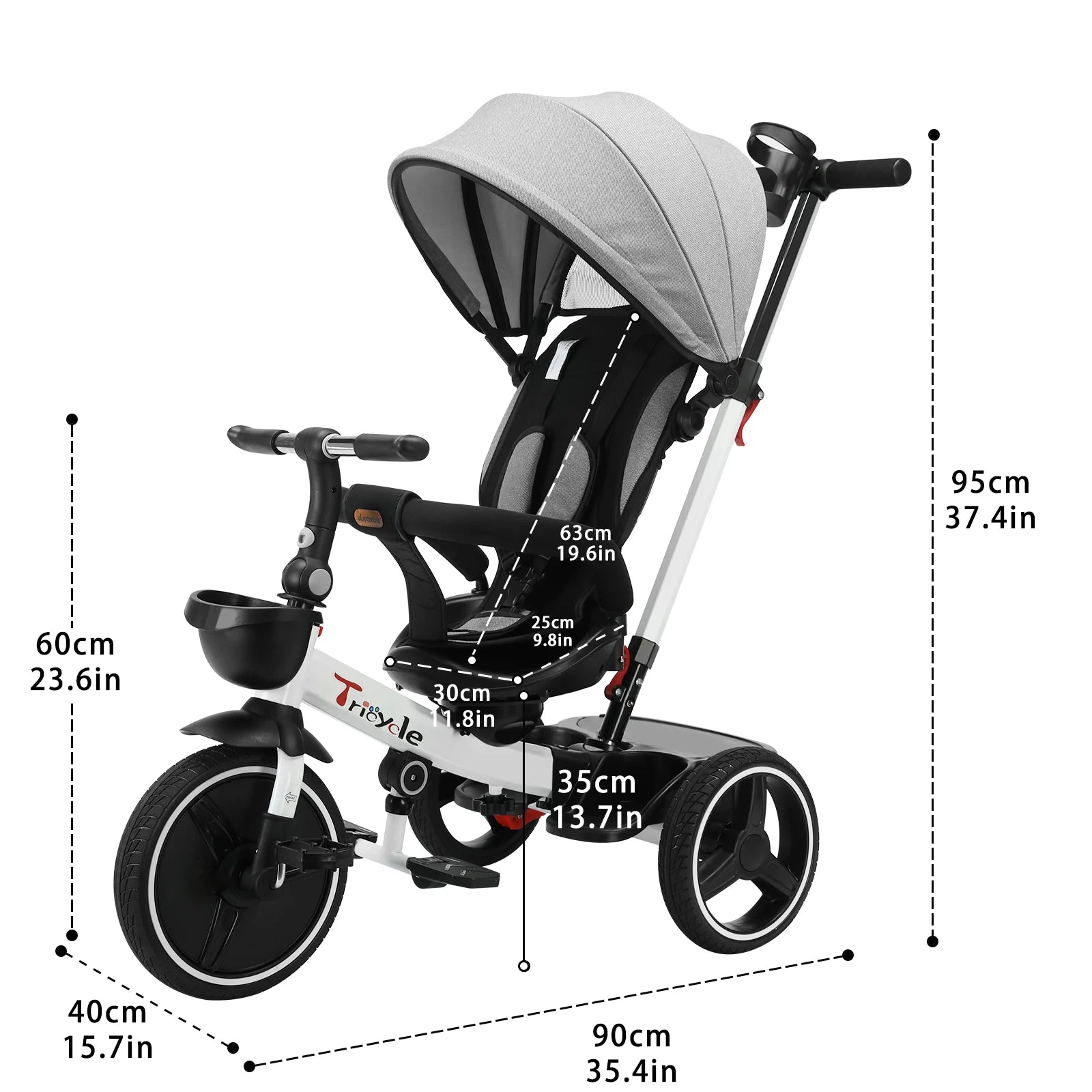 5-In-1 Toddler Stroller Bike-Convertible Ride-on with Adjustable Canopy & Reclining Seat (1-5 Years)