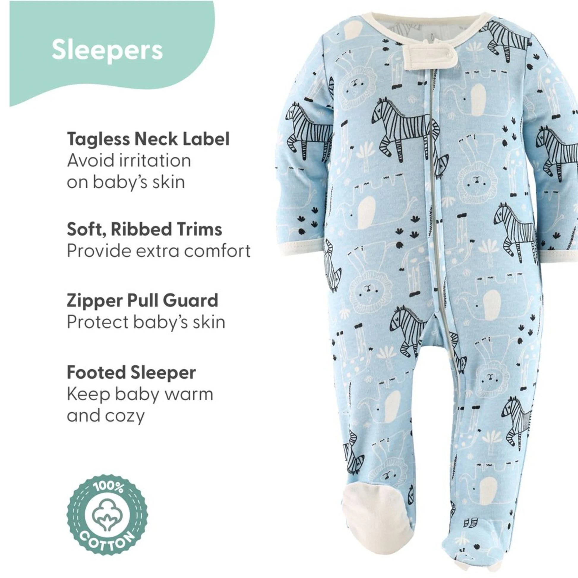 Peanutshell Newborn Layette Gift Set for Baby Boys - Blue Safari, 30 Essential Pieces for 0-3 Months