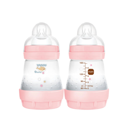MAM Easy Start Matte Anti-Colic Baby Bottles for Girls, 5 Oz - 2 Pack