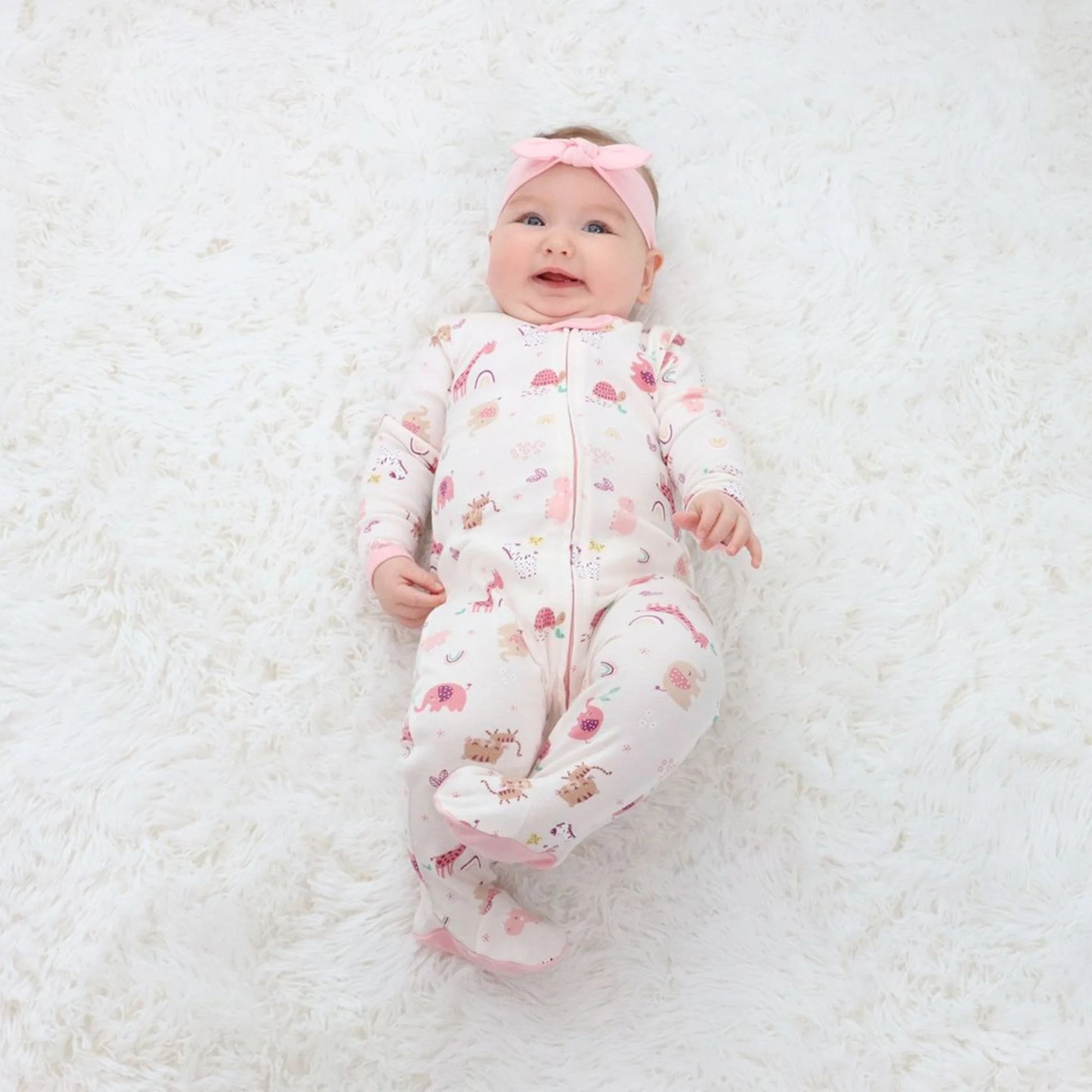 Adorable Peanutshell Newborn Layette Gift Set for Baby Girls - 23 Essential Pieces in Pink Rainbow Safari Animals (0-3 Months)