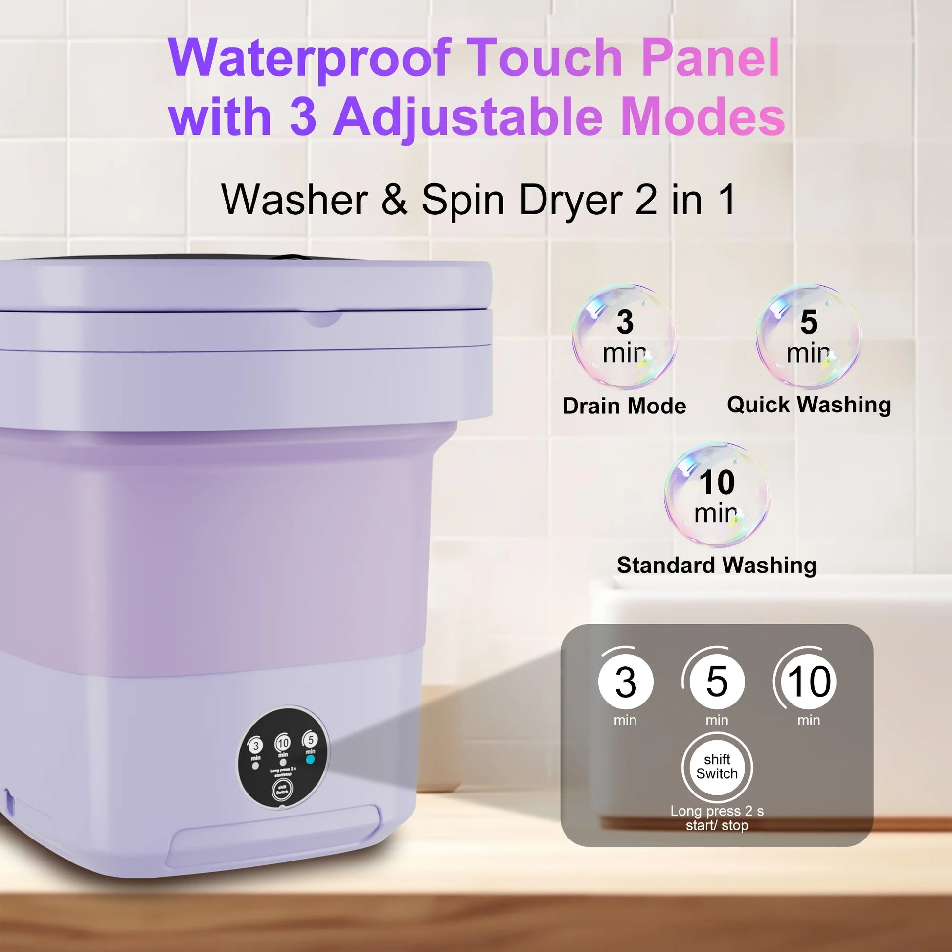 Portable 12L Folding Washing Machine - Baby laundry Washer