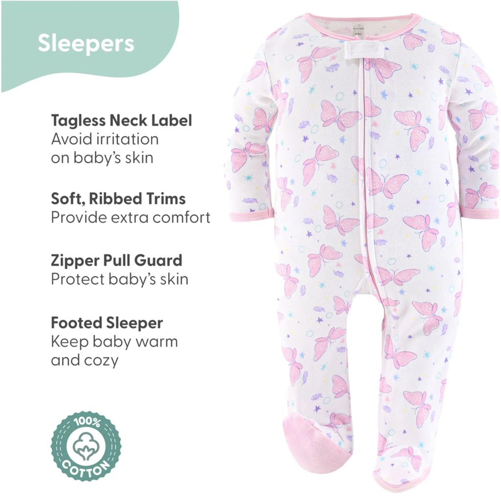 Peanutshell Newborn Layette Gift Set for Girls - 30 Essential Pieces in Purple Pink Butterfly Design, Perfect for 0-3 Months