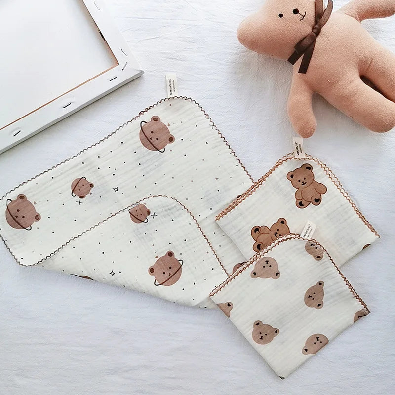 4 Layer Muslin Baby Towel-Soft Absorbent Bibs &Burp Cloths for Newborns