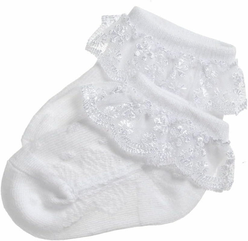 Baby-Girls Eyelet Frilly Lace Socks,Newborn/Infant/Toddler/Little Girls (Pack of 2/3/4/6)