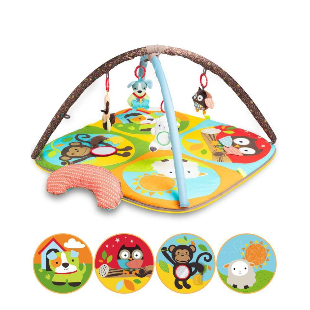 Baby Play Mat Zoo Themed Sensory Baby Toys for 0-6 Months Infant Washable Baby Gym Play Mat