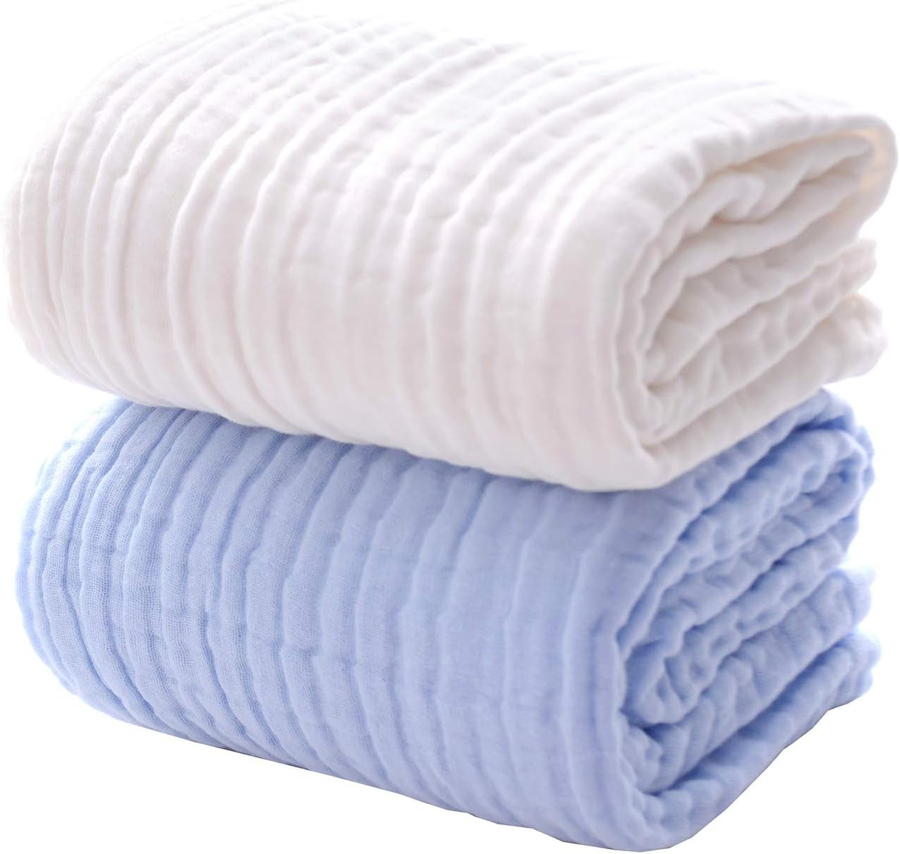 2-Pack Cotton Set for Newborns & Toddlers (White & Blue) -Soft, Breathable & Perfect for Newborns, Toddlers /Baby Shower Gift Idea.