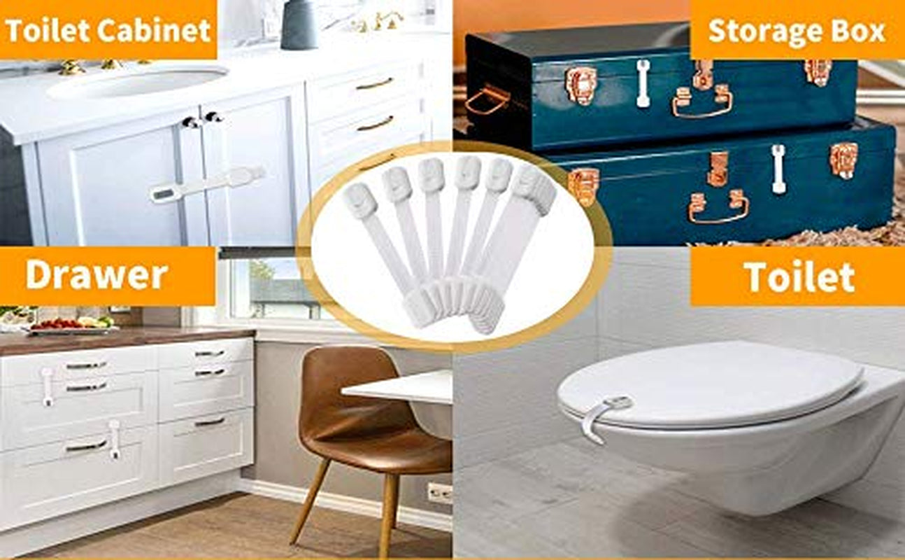 12 Pack Vmaisi Childproofing Adhesive Straps - No-Drill Cabinet Locks for Baby Safety (White)