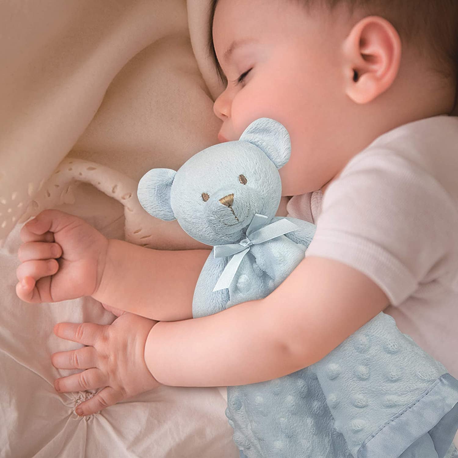 Blue Teddy Bear Lovey -Soft 16" Snuggle Boddy for Newborns & Toddlers