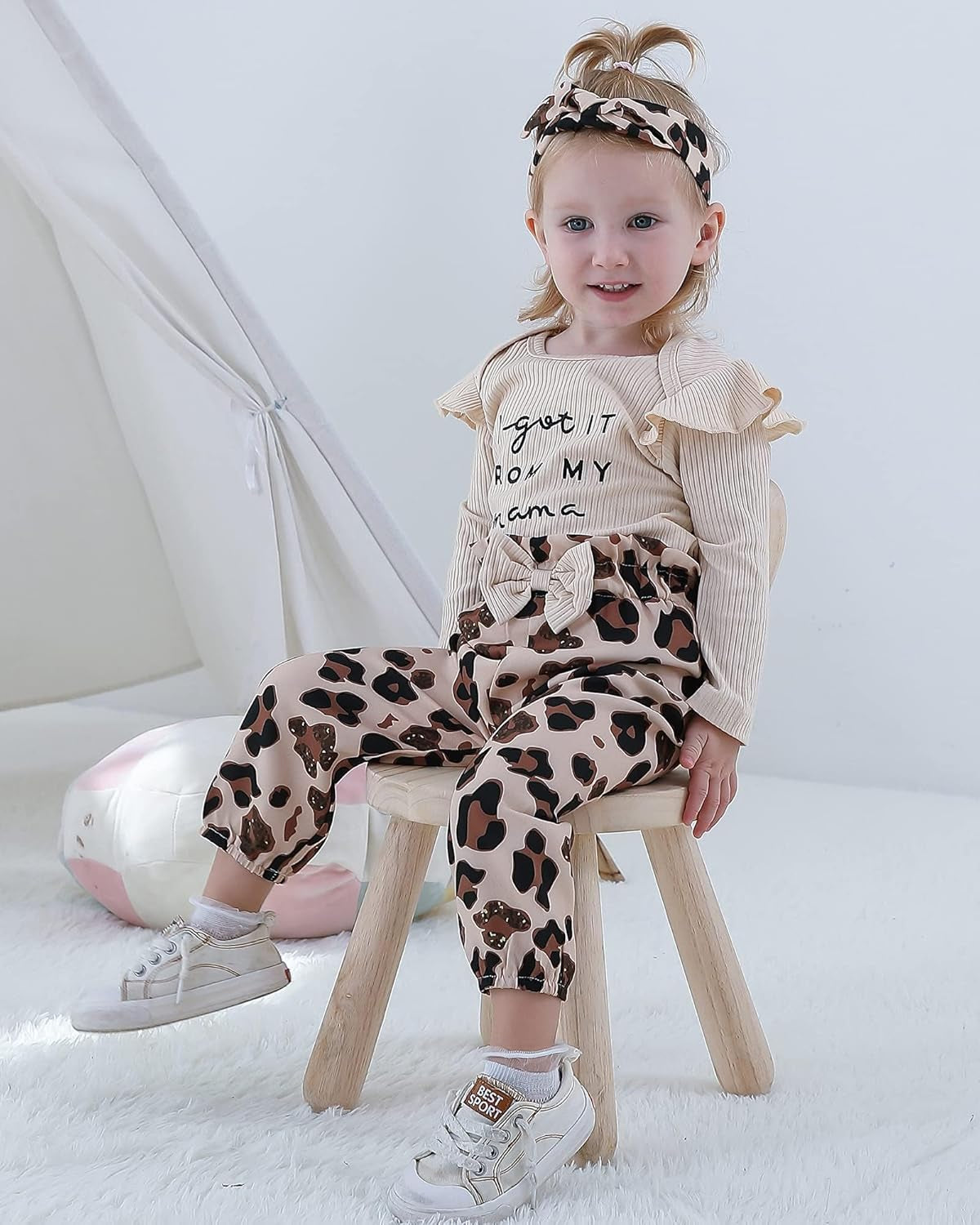 Adorable OLLUISNEO Baby Girl Floral Romper & Pant Set with Headband