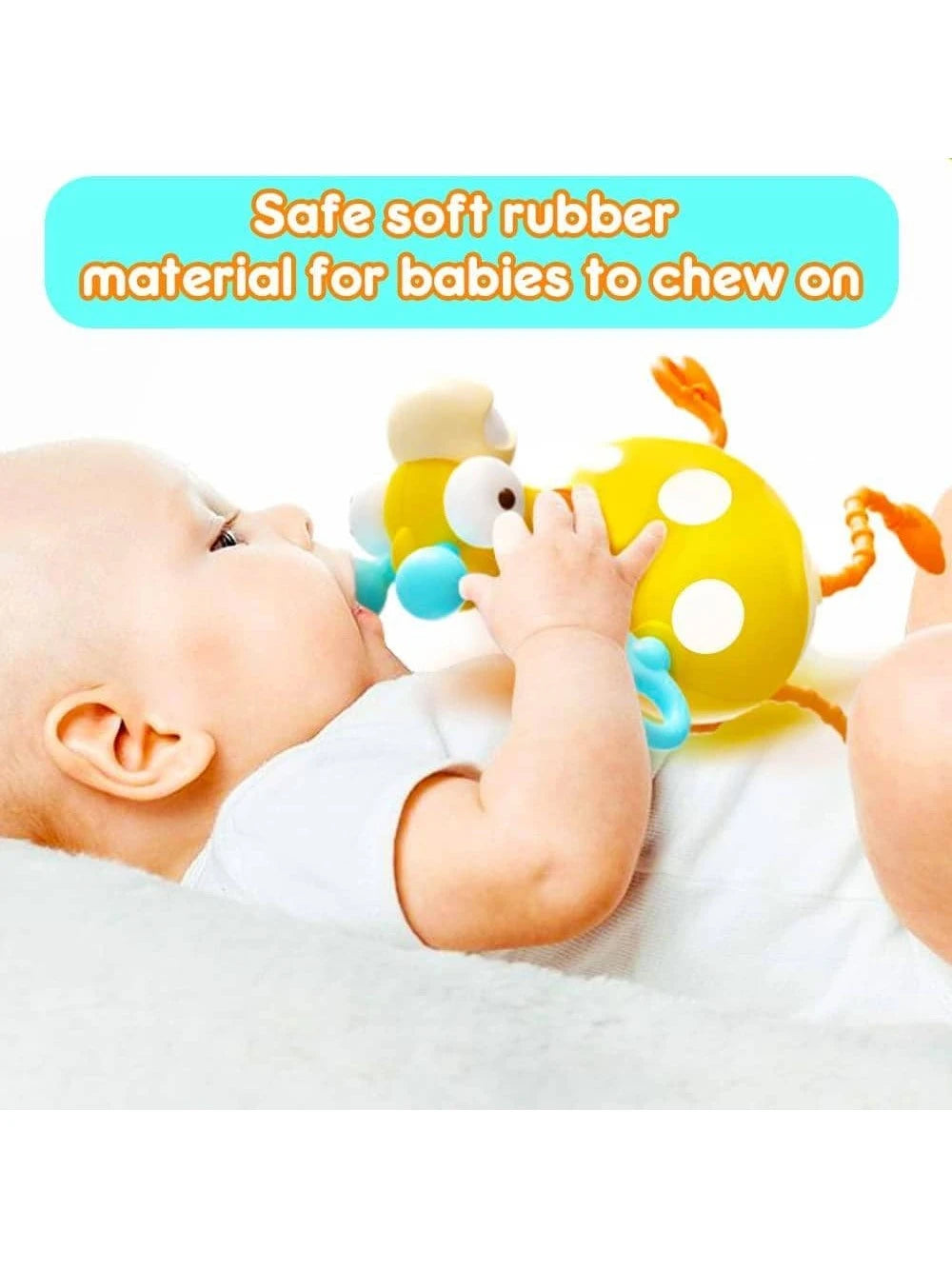 VATOS Baby Sensory Toys Montessori Safe Silicone Pull String Activity Toy Giraffe Toy with Twisting Clockwork & Neck Pop Tube for Fine Motor Skills Travel Toys for Babies Infants Toddlers 18M+