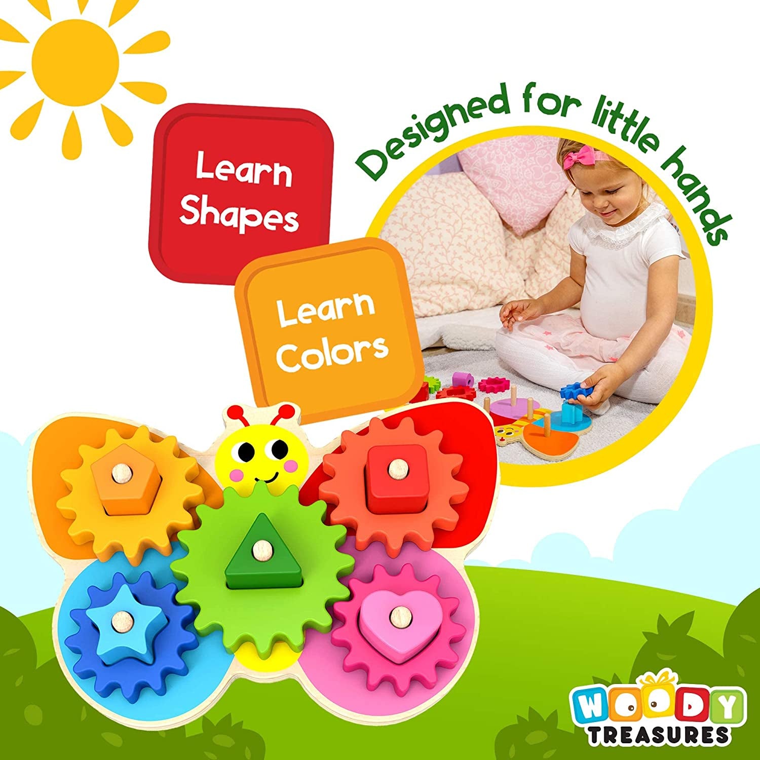 Wooden Toys - Montessori Toys for 2 Year Old Girls and Boys - Toddler Puzzles