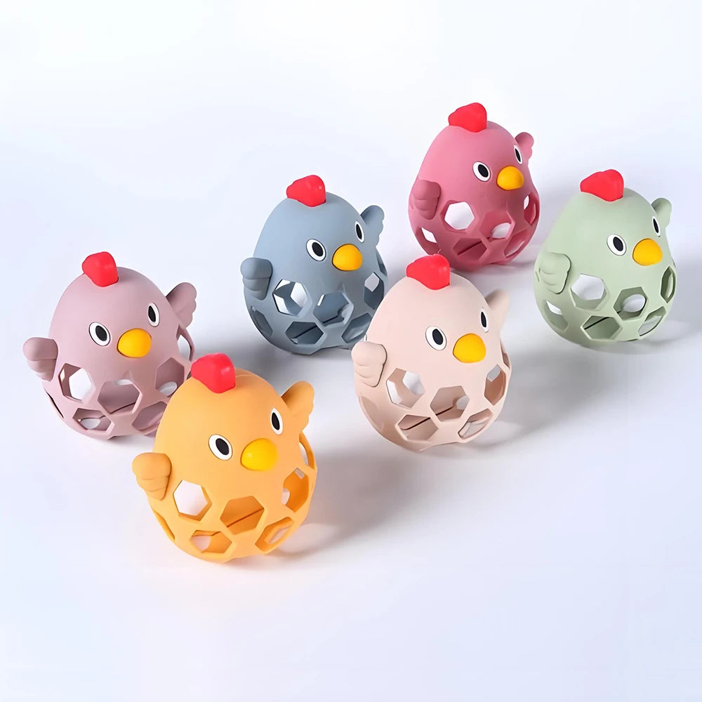 Delightful Cartoon Chick Silicone Teethers for Chewing Training - Perfect Baby Care Toys!