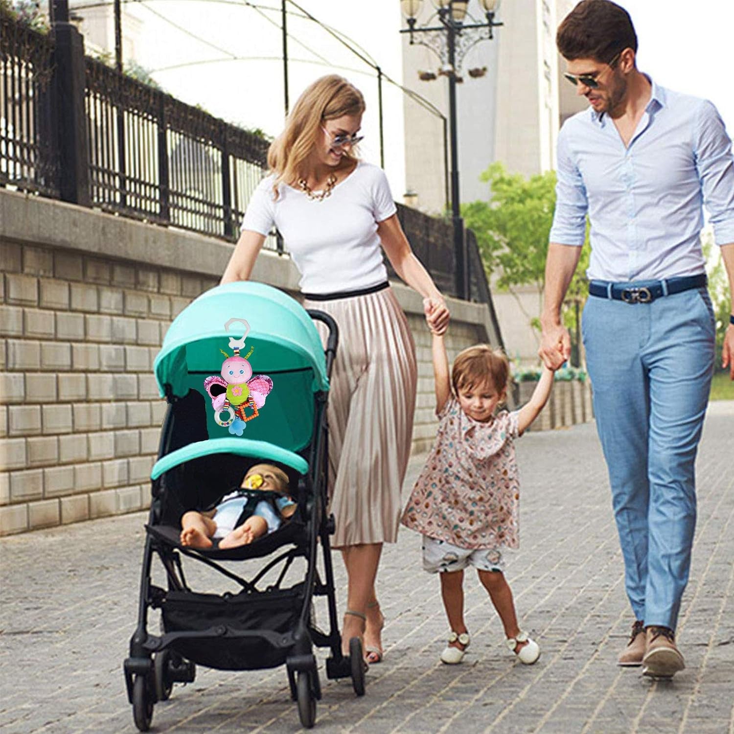 Premium Baby Stroller and Car Seat Toy - Plush Rattle with Teether for Infants Aged 3-12 Months, Ideal for All Genders