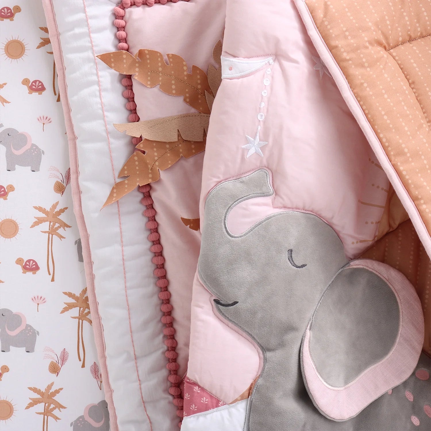 Create a Cozy Safari Oasis with Our Adorable 4-Piece Organic Cotton Crib Bedding Set for Baby Girls