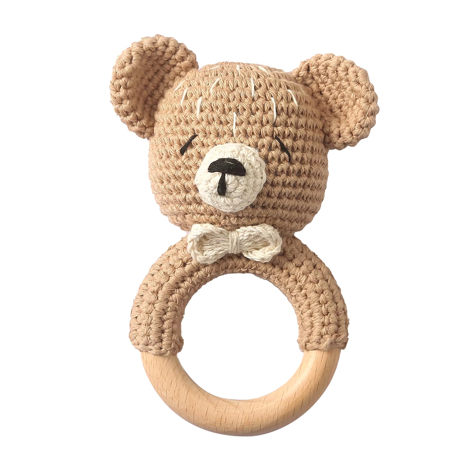 Handmade Crochet Animal Rattle- Soft Wooden Baby Teether Toy (multiple Style)