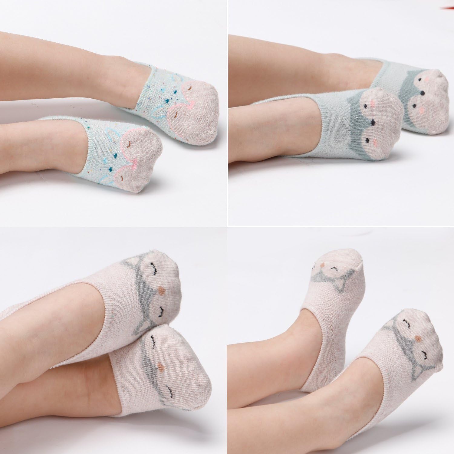 Baby No Show Socks Toddler Low Cut Cotton Socks Animal 0-9T 6/10 Pack