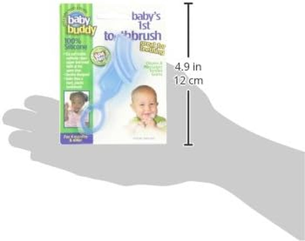 Baby’S First Toothbrush, Smooth Silicone Bristles Gently Clean Tender Teeth and Gums, for Ages 4+ Months, Blue, 1 Pack