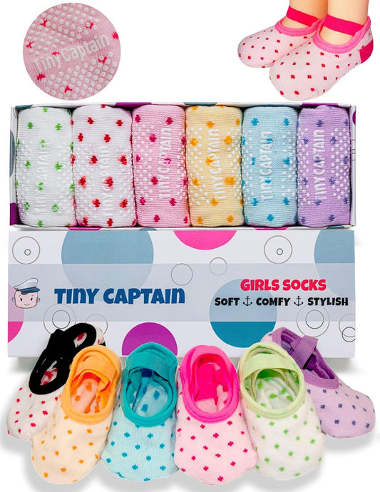 Baby Toddler Girls Grip Socks anti Slip W/Strap Socks Girl 0-7 Years Old Gift Set Age 1-7 Socks with Grippers