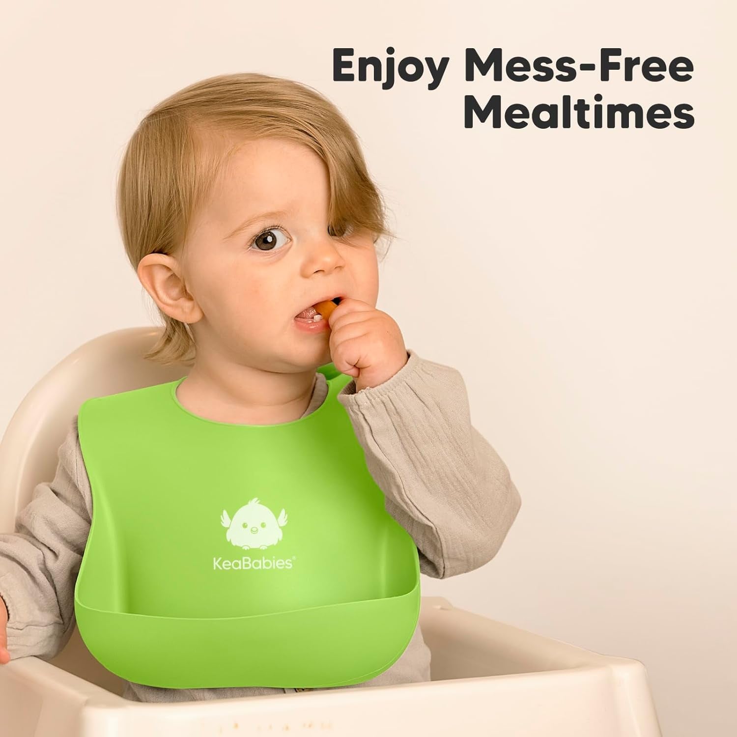 Keababies 2-Pack Waterproof Silicone Baby Bibs - Easy Clean & Large Food Catcher for Boys & Girls (Cloud Nine)