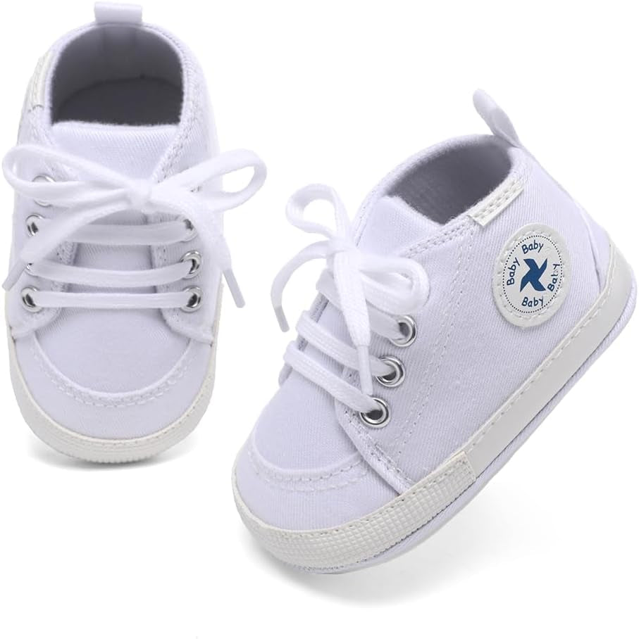 Baby Girls Boys Shoes Soft Anti-Slip Sole Newborn First Walkers High Top Canvas Denim Unisex Infant Sneaker