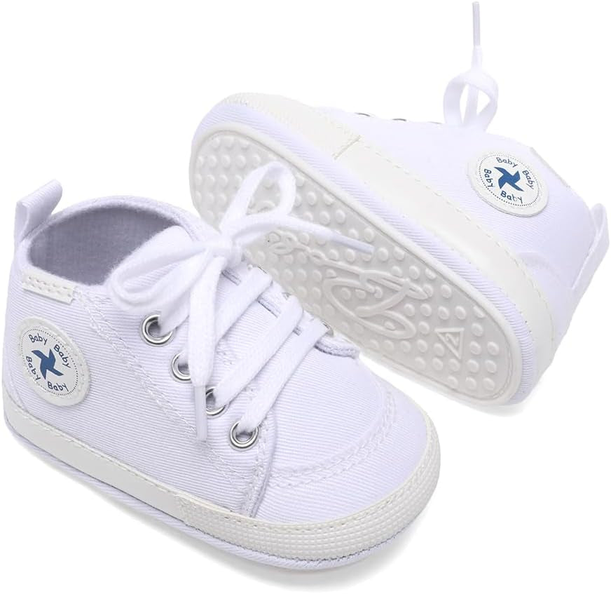 Baby Girls Boys Shoes Soft Anti-Slip Sole Newborn First Walkers High Top Canvas Denim Unisex Infant Sneaker