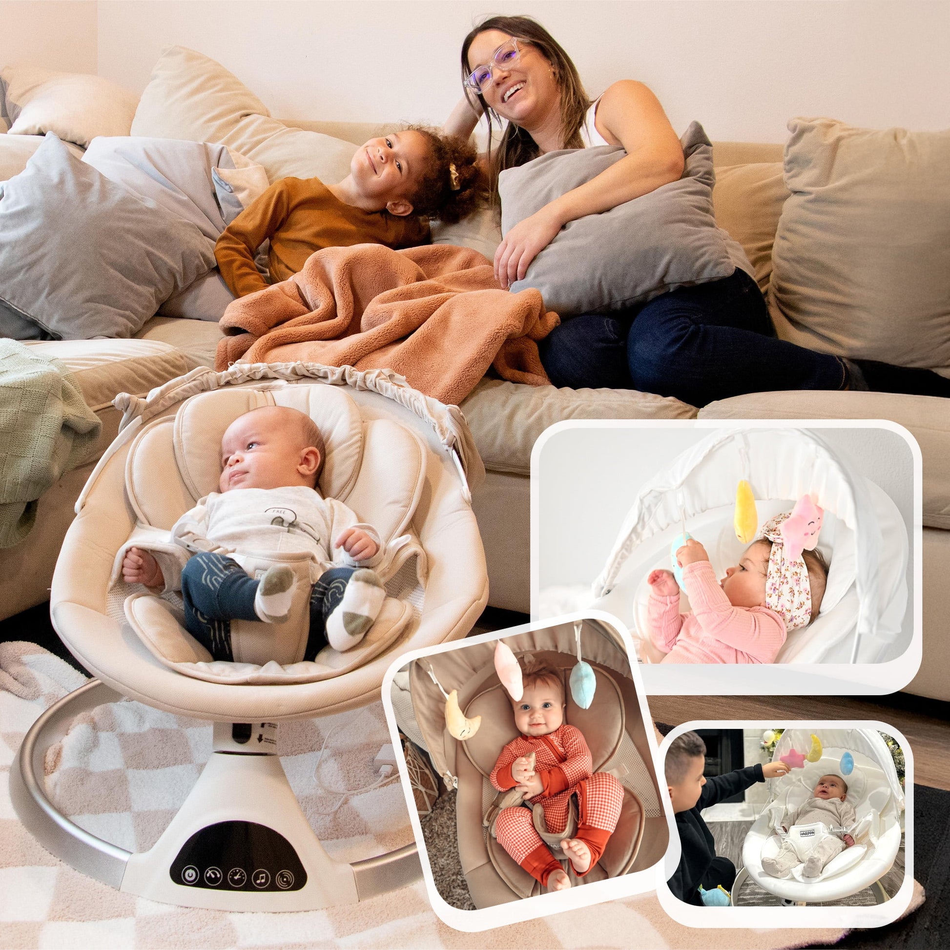 HARPPA Electric Baby Swing -5-Speed Rocker with Remote Control & Music (Pink)