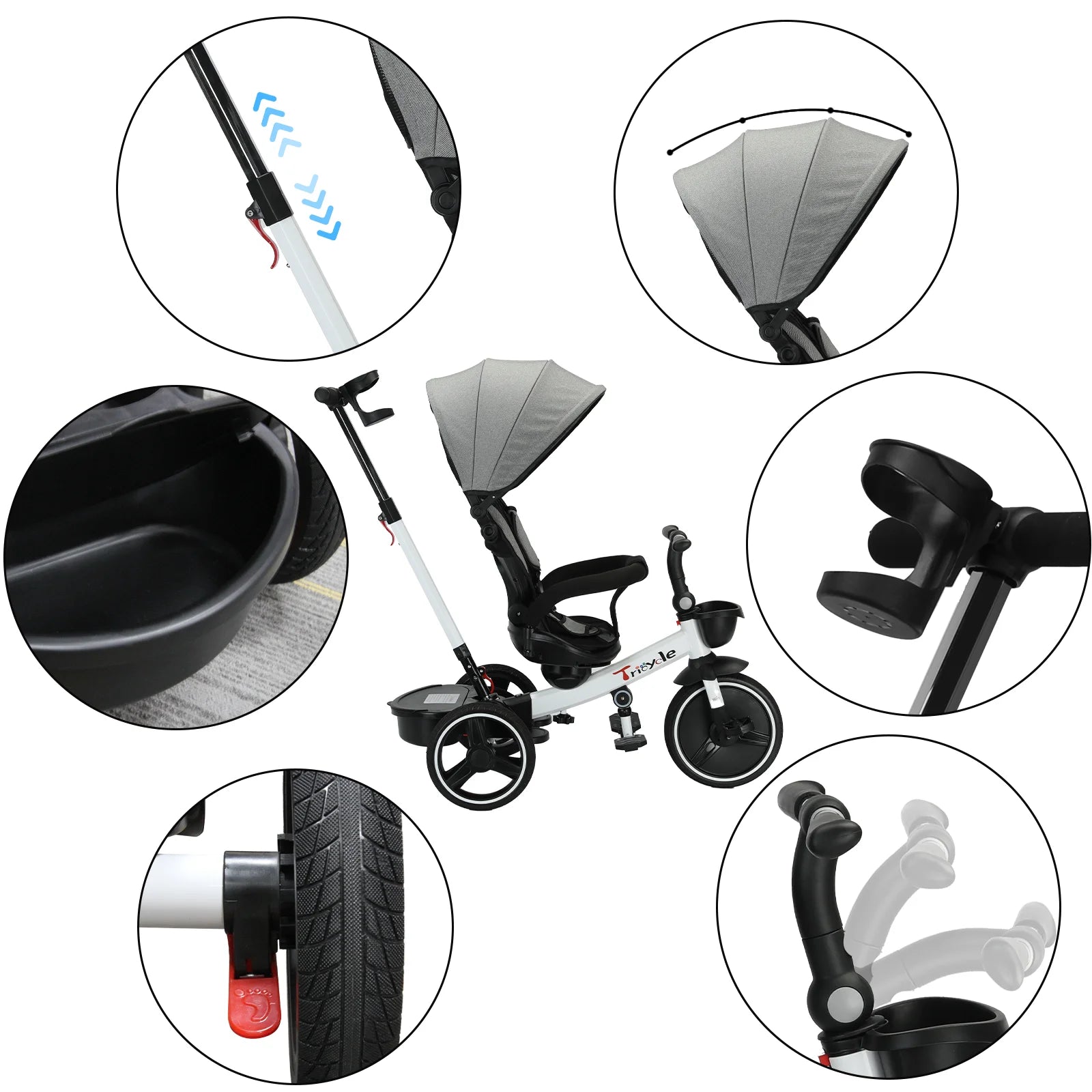 5-In-1 Toddler Stroller Bike-Convertible Ride-on with Adjustable Canopy & Reclining Seat (1-5 Years)