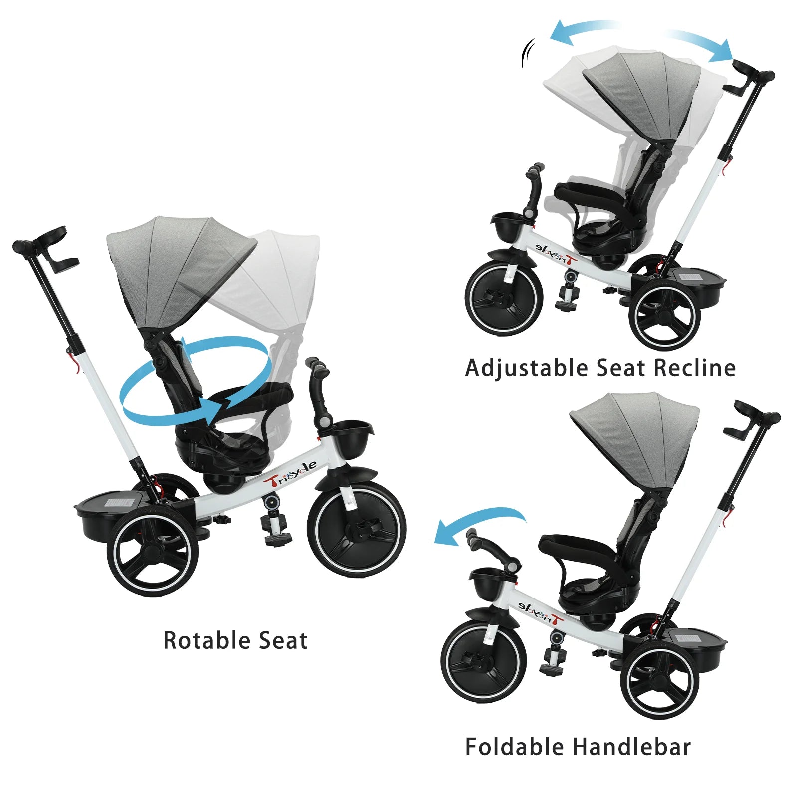 5-In-1 Toddler Stroller Bike-Convertible Ride-on with Adjustable Canopy & Reclining Seat (1-5 Years)