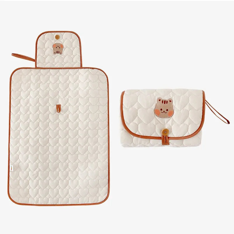 Foldable Waterproof Diaper Changing Mat-Soft & Portable Pad for Newborns (Cute Animal Print)