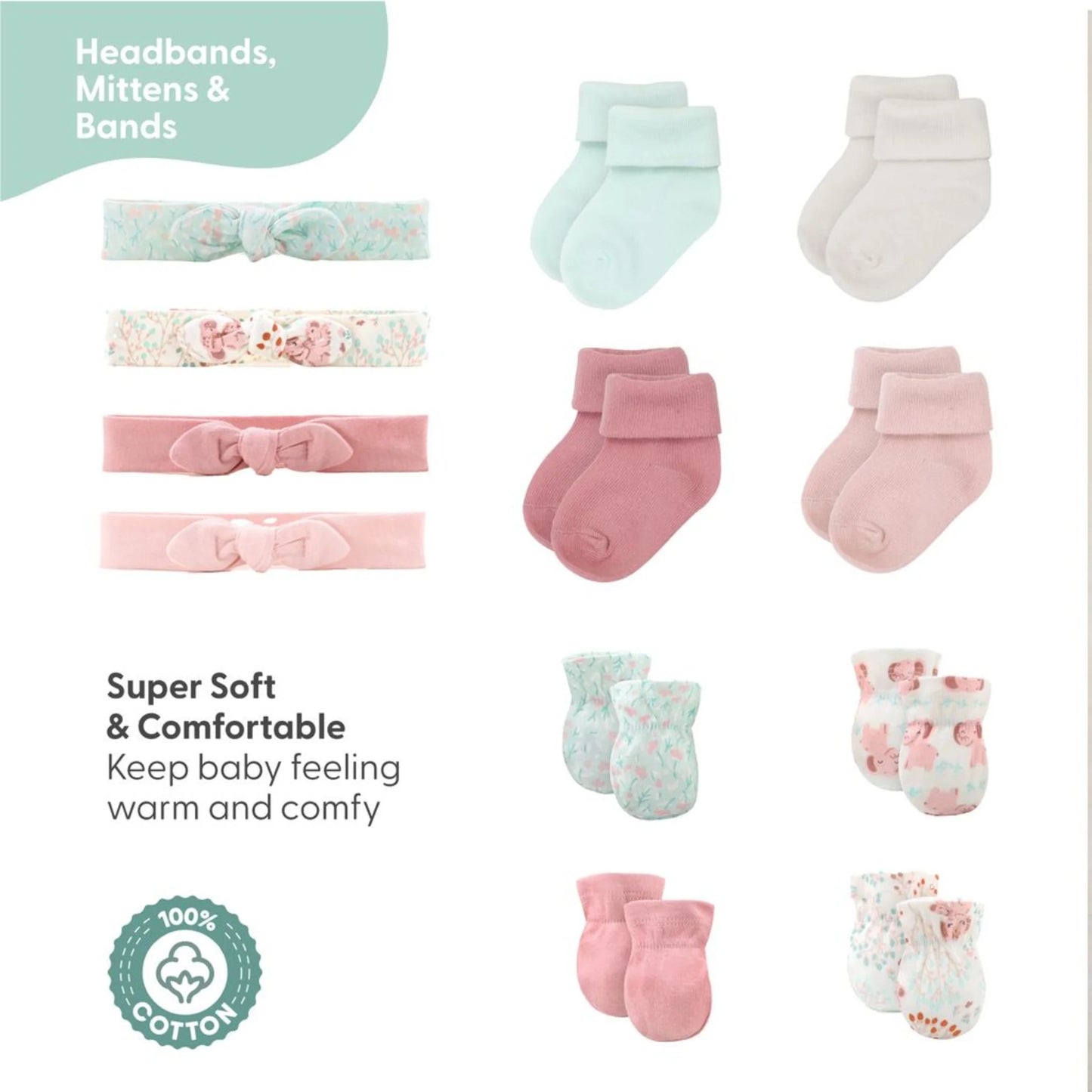 Pink Floral Elephant Newborn Layette Gift Set - 30 Essential Pieces for 0-3 Months