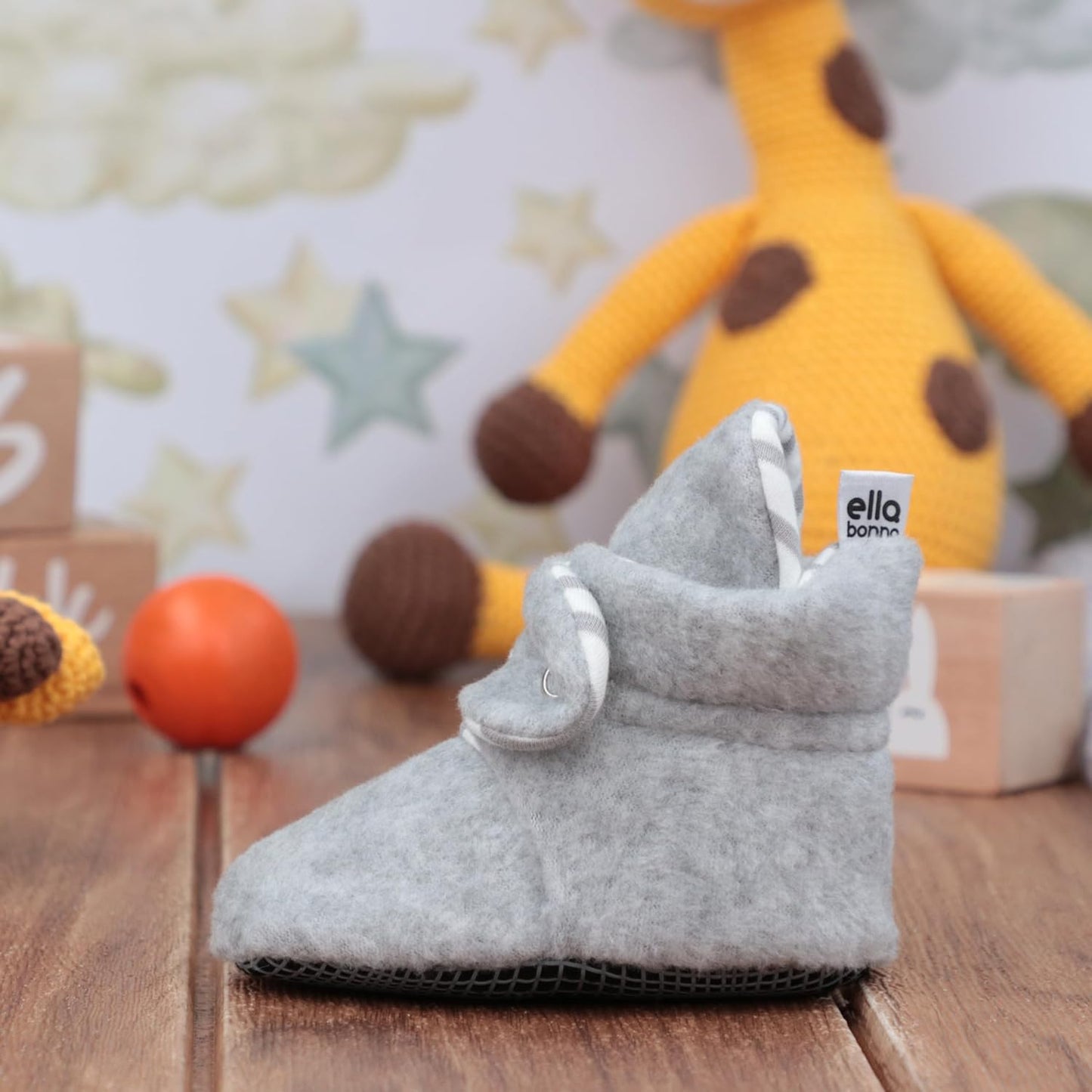 Premium Organic Fleece Baby Booties - Snap Closure, Non - Slip, Adjustable Fit (0 - 36 M).