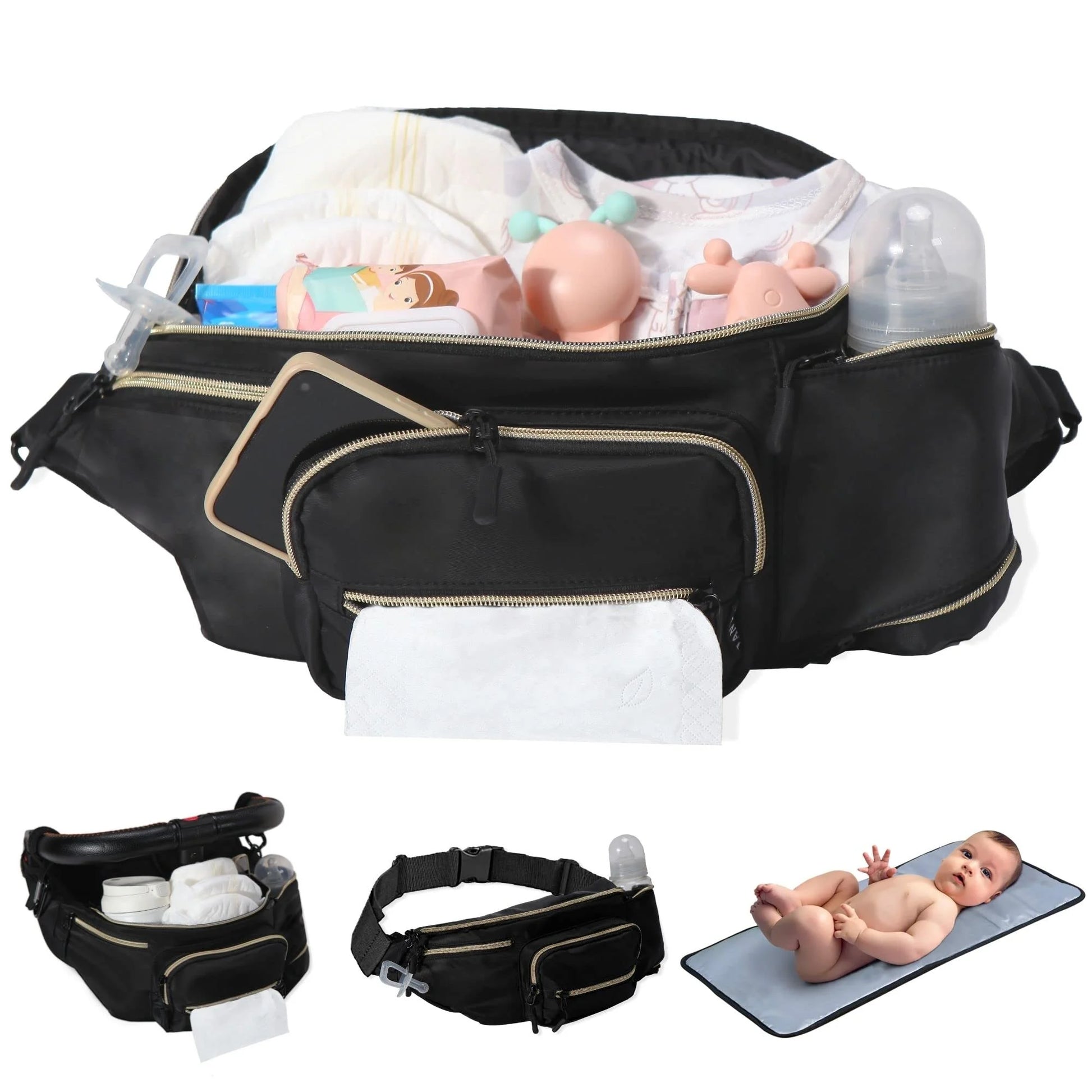Stylish and Versatile Mini Diaper Bag Purse: The Ultimate Fanny Pack for Moms on the Go with Portable Changing Pad