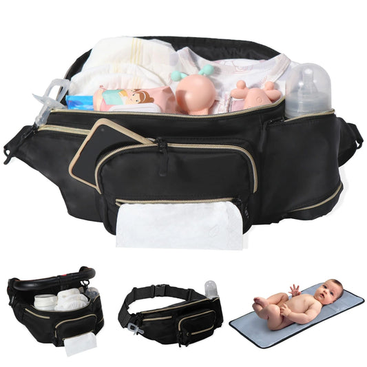 Stylish and Versatile Mini Diaper Bag Purse: The Ultimate Fanny Pack for Moms on the Go with Portable Changing Pad