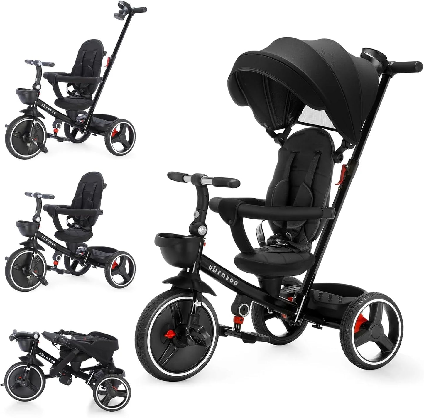 5-In-1 Toddler Stroller Bike-Convertible Ride-on with Adjustable Canopy & Reclining Seat (1-5 Years)