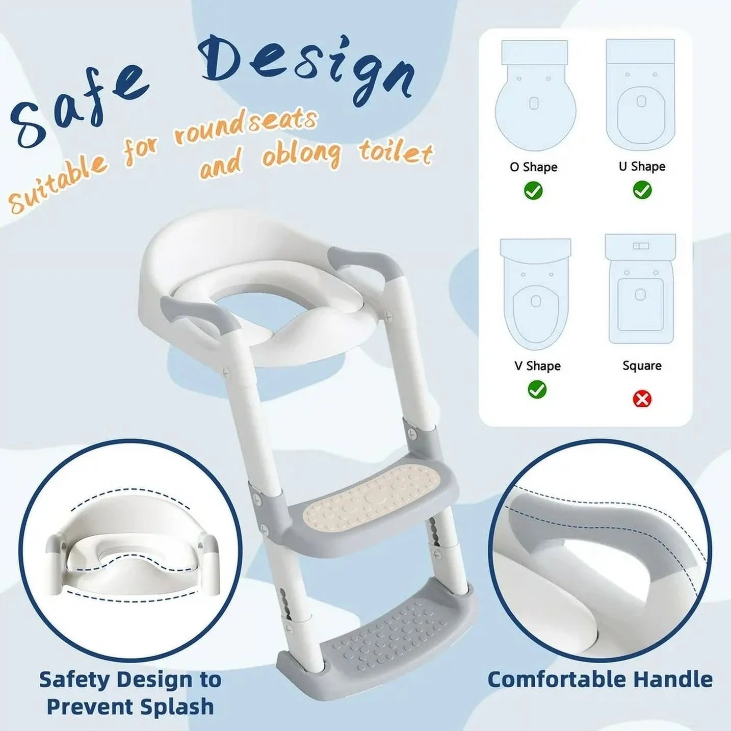 Potty Training Made Easy: Adjustable Step Stool Toilet Seat for Toddlers - Safe, Sturdy & Foldable in Gray