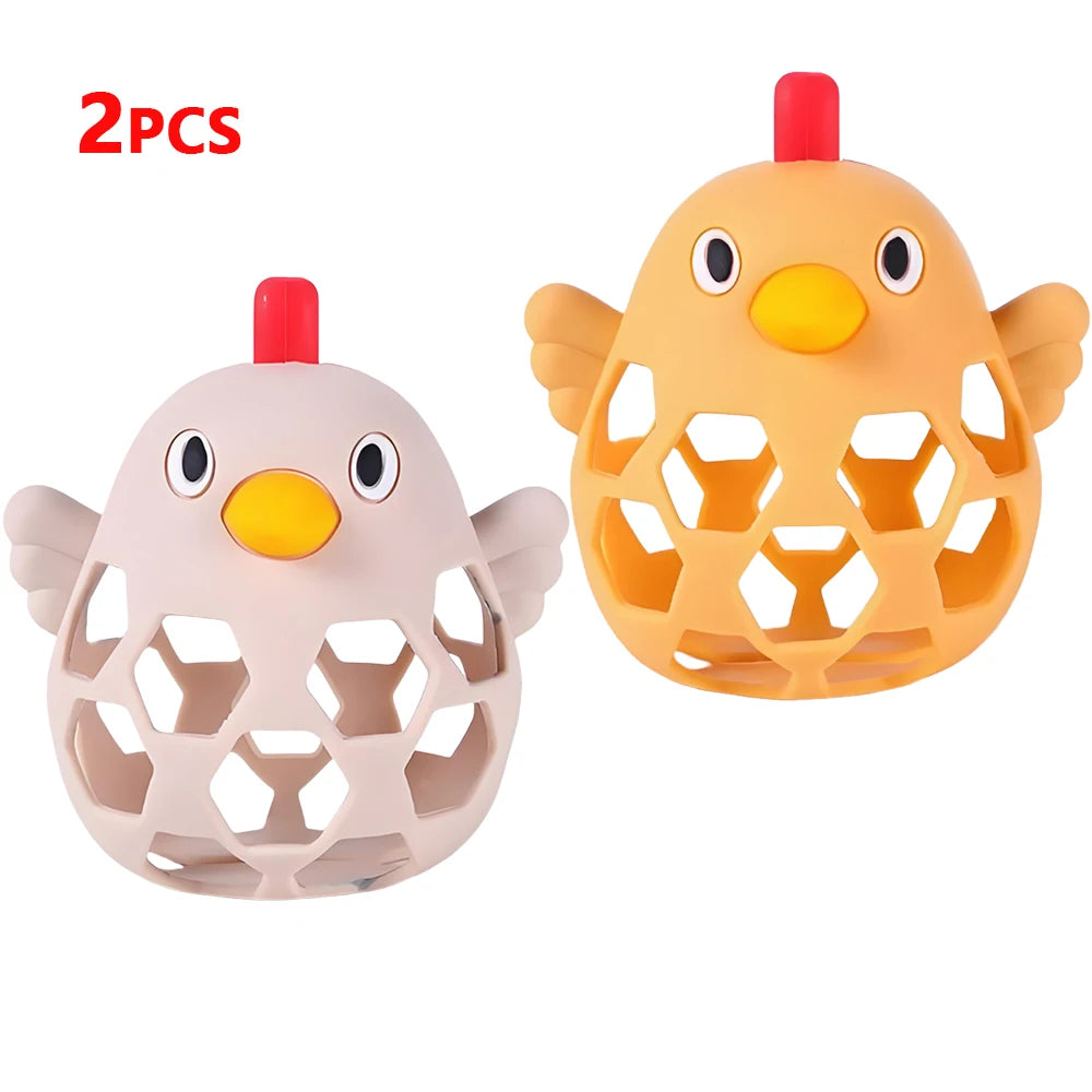 Delightful Cartoon Chick Silicone Teethers for Chewing Training - Perfect Baby Care Toys!