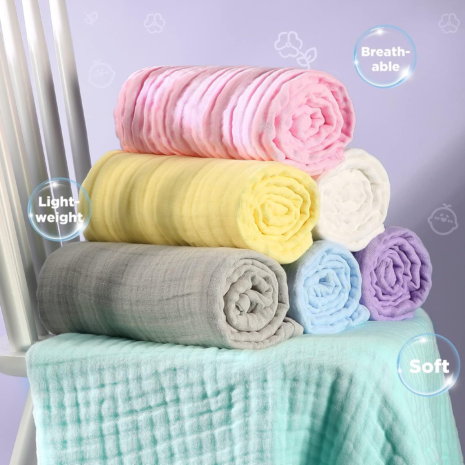  2-Pack Cotton Set for Newborns & Toddlers (White & Blue) -Soft, Breathable & Perfect for Newborns, Toddlers /Baby Shower Gift Idea.