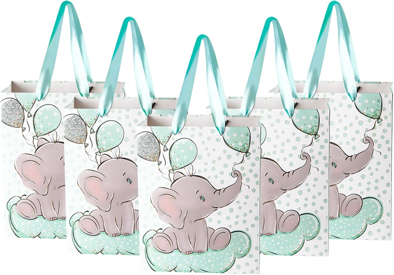 Sharlity 24 Pack Small Elephant Baby Gift Bags - Perfect for Baby Showers, Birthday Parties & Animal Theme Celebrations!