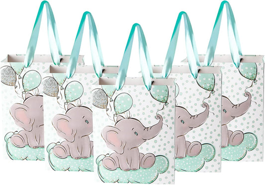 Sharlity 24 Pack Small Elephant Baby Gift Bags - Perfect for Baby Showers, Birthday Parties & Animal Theme Celebrations!