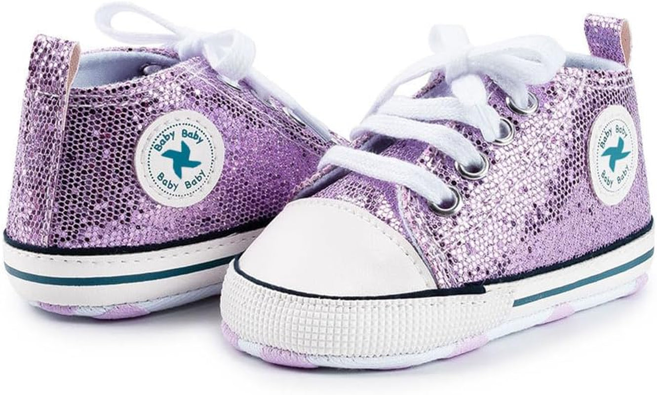 Baby Girls Shoes Soft Anti-Slip Sole Newborn First Walkers High Top Canvas Denim Infant Sneaker