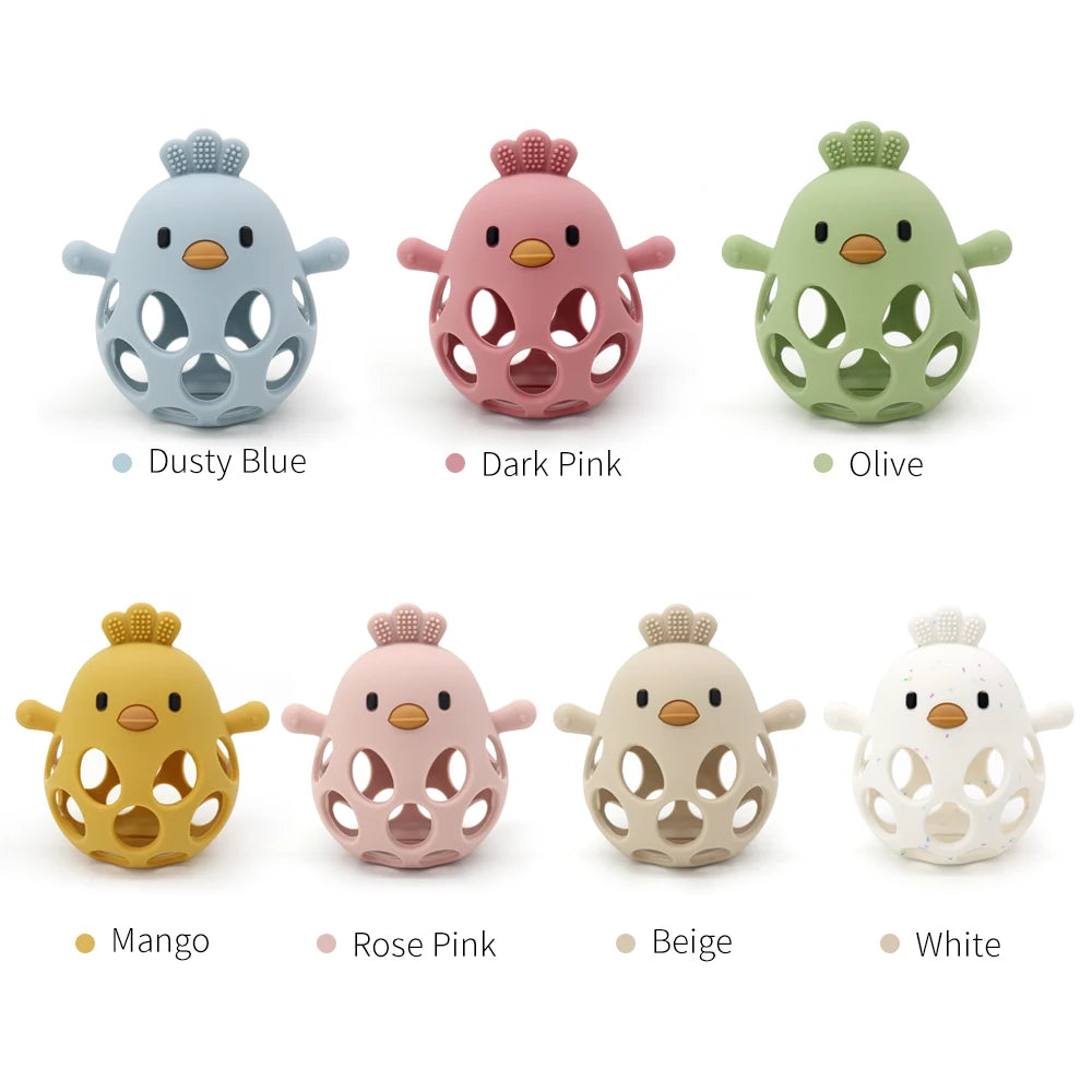 Cute Cartoon Chick Baby Teether Gloves - Silicone Dental Care Toy for Gums and Molar Relief