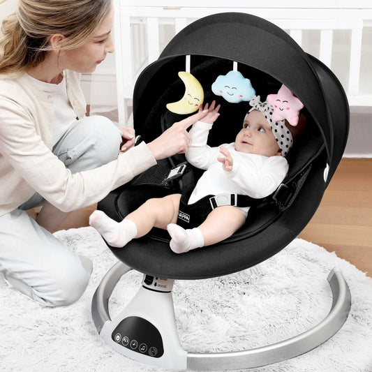 HARPPA Electric Baby Swing - 5 Speeds Rocker with Remote control & Bluetooth Music (Black)