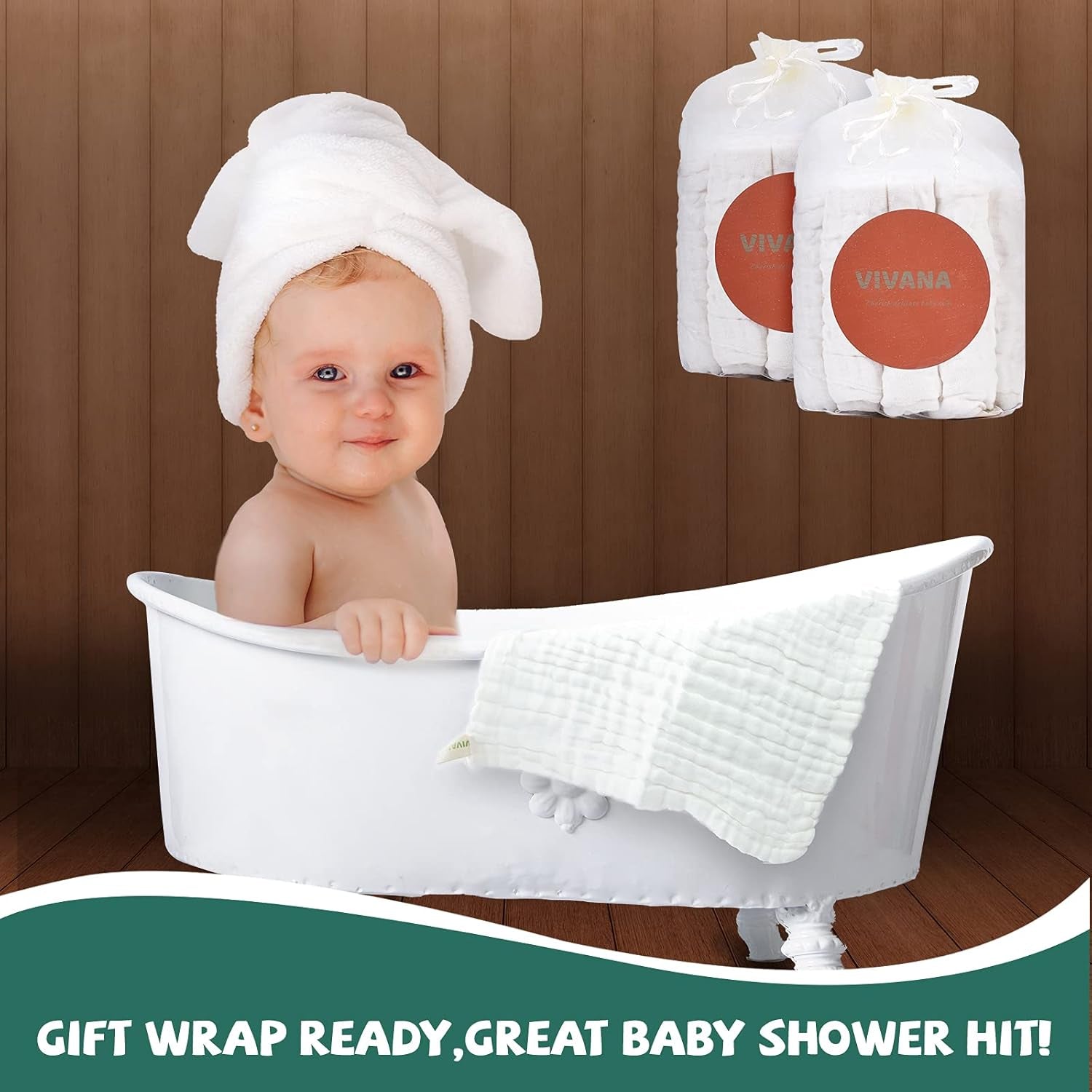 Ultra-Soft Baby Muslin Washcloths - 6-Layer Absorbent Face Towels for Delicate Skin - Perfect Newborn Wipes for Baby Registry & Showers