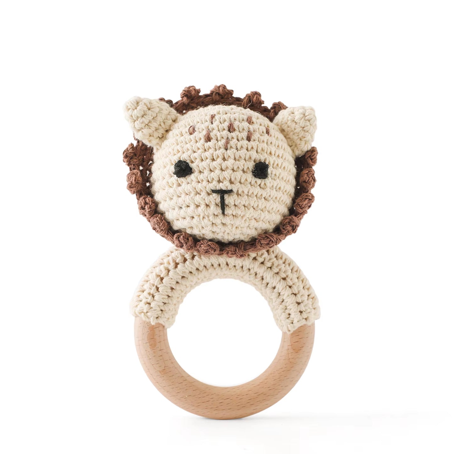 Handmade Crochet Animal Rattle- Soft Wooden Baby Teether Toy (multiple Style)