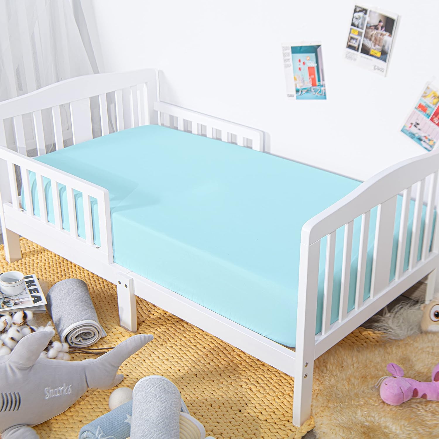  Brushed Microfiber Crib Sheet- Super Soft & Cozy / Sky Blue / Fits Standard Crib Mattress