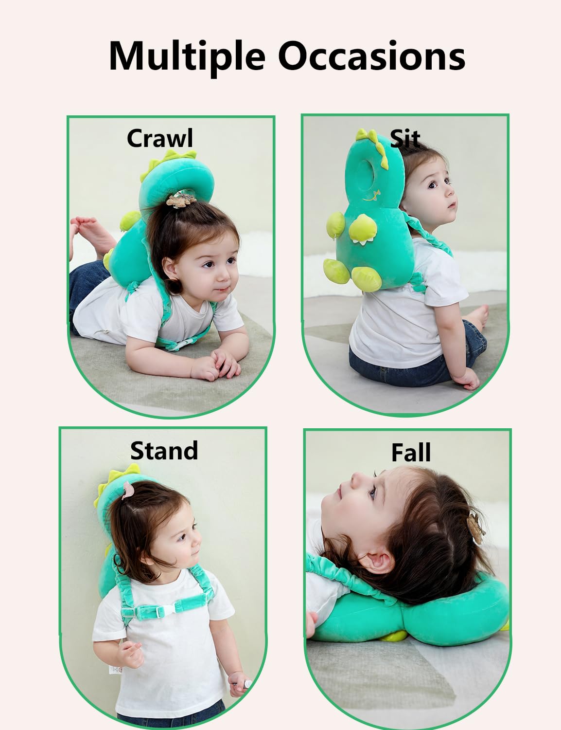 Toddler Baby Head Protector Backpack for Toddler Walker with Knee Pads&Anti-Slip Socks, Elephant