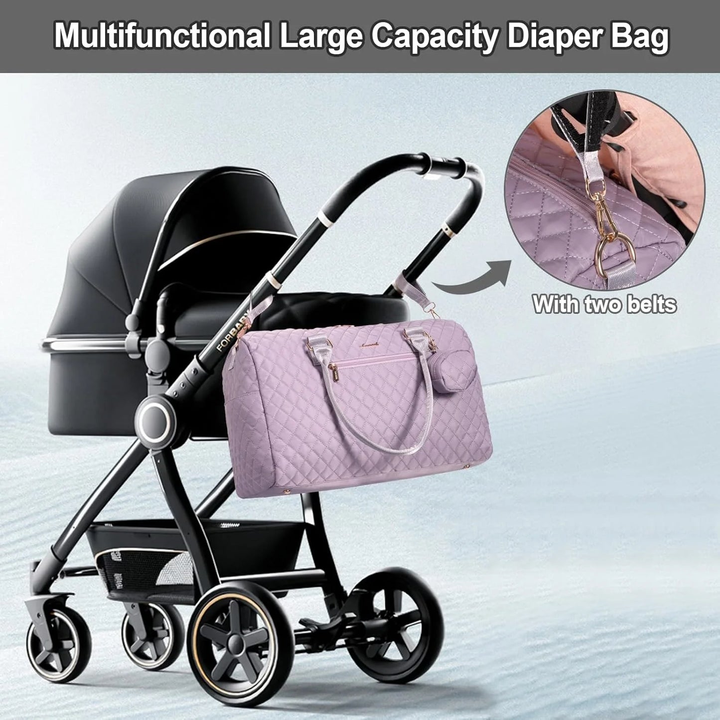 Stylish Lovevook Diaper Bag Tote - Spacious Mommy Bag for Hospital, Travel & Breastfeeding with Changing Pad & Pacifier Case